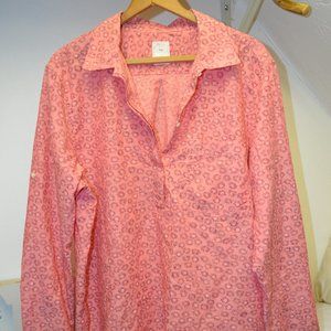 GAP Salmon Pink Floral Popover, Sz XL